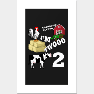 Birthday 2 Year Old Farm Theme Birthday Party Graphic Design Posters and Art